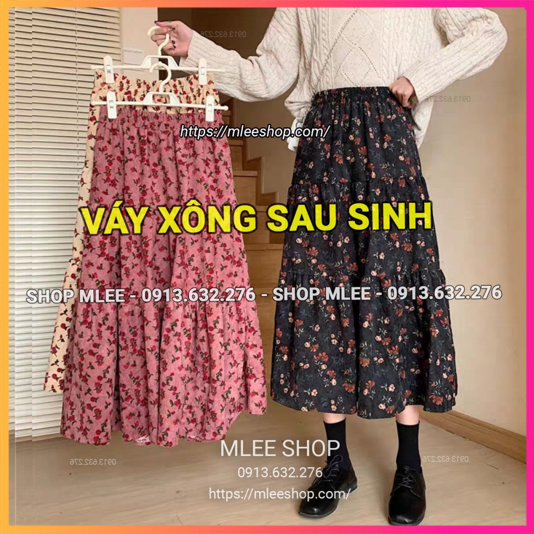 Váy xông sau sinh , chân váy vải lanh cho mẹ đi sinh, shop mlee 0913632276