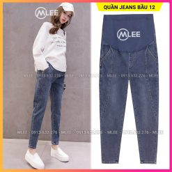 Quần jeans bầu đẹp, quần bò bầu baggy hàng mềm loại 1, MLEE SHOP
