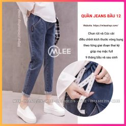 Quần jeans bầu đẹp, quần bò bầu baggy hàng mềm loại 1, MLEE SHOP