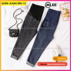 Quần jeans bầu đẹp, quần bò bầu baggy hàng mềm loại 1, MLEE SHOP
