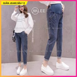 Quần jeans bầu đẹp, quần bò bầu baggy hàng mềm loại 1, MLEE SHOP