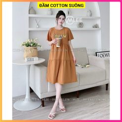 Đầm bầu cotton suông