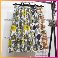 Váy xông sau sinh có chun chỉnh vòng bụng, chân váy vải lanh cho mẹ đi sinh, MLEE SHOP 0913632276