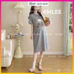 đầm bầu cotton suông