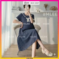 váy Bầu Công Sở Phối Nơ
